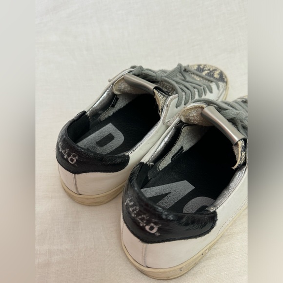 P448 John Python-Print Leather Low Top Sneakers Size 37 US 7 Classic Designer - Picture 6 of 16